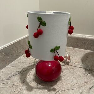 Cherry Accent Lamp with White Shade
